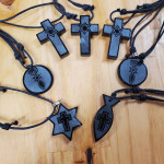 Jade Cross Necklaces Hand Carved New w/ star of David or Bible Verse carvings