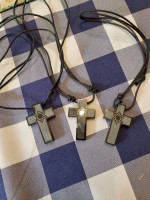 Jade Cross Necklaces Hand Carved New w/ star of David or Bible Verse carvings