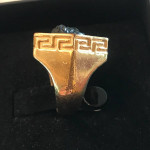 Versace Gold Black 3D Medusa Greek Key Unisex Cocktail Ring Size 10