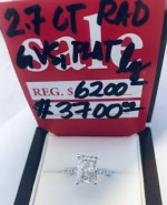 2.7 CARAT RADIANT CUT DIAMOND IN PLATINUM!!!