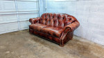 Thomasville Tufted Leather Sofa Couch With Nail Head Studded Trim