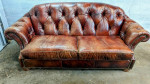 Thomasville Tufted Leather Sofa Couch With Nail Head Studded Trim