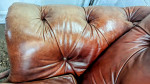 Thomasville Tufted Leather Sofa Couch With Nail Head Studded Trim