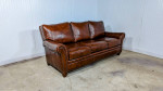 Randall Allan Leather Sofa Couch With Nail Head Studded Trim