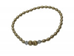 14K Yellow Gold Beaded Clear Stone Stretchy Bracelet 3.4 Grams