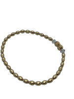 14K Yellow Gold Beaded Clear Stone Stretchy Bracelet 3.4 Grams