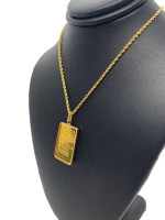 Credit Suisse 10g Fine Gold 999.9 w/ 18K Bezel & 14K Rope Chain 16.7g