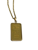 Credit Suisse 10g Fine Gold 999.9 w/ 18K Bezel & 14K Rope Chain 16.7g