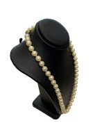 14K Y/Gold Pearl Necklace Diamond Clasp 18" Length / 7mm Pearl / 37.1g