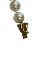 14K Y/Gold Pearl Necklace Diamond Clasp 18" Length / 7mm Pearl / 37.1g