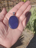 New Extra Large Sterling Silver Lapis Lazuli Stone Pendant