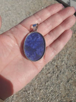 New Extra Large Sterling Silver Lapis Lazuli Stone Pendant