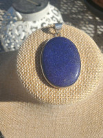 New Extra Large Sterling Silver Lapis Lazuli Stone Pendant