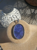 New Extra Large Sterling Silver Lapis Lazuli Stone Pendant