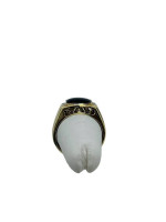 14K Yellow Gold 'Dad' Onyx Ring w/ Clear Stones 4.1 Gr/ Size 10.5