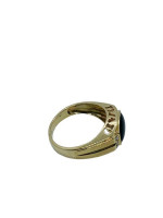 14K Yellow Gold 'Dad' Onyx Ring w/ Clear Stones 4.1 Gr/ Size 10.5