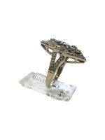 14K White Gold Art Deco Style Filigree Semi Mount Ring 1.18 CTW Size 4