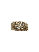 14K Yellow Gold and Diamond Man's Ring Size 11, 6.6 Grams