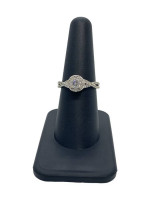 14K White Gold and Diamond Women's Engagement Ring Size 7, 3.5 Grams