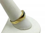 10K Yellow Gold Black Onyx Stripe Ring w/ Clear Stone - Size 10 - 3.2g