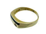 10K Yellow Gold Black Onyx Stripe Ring w/ Clear Stone - Size 10 - 3.2g
