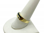 10K Yellow Gold Black Onyx Stripe Ring w/ Clear Stone - Size 10 - 3.2g