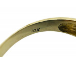 10K Yellow Gold Black Onyx Stripe Ring w/ Clear Stone - Size 10 - 3.2g
