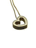14K Yellow Gold Box Lady's Chain With Heart Pendant 2.8g/ 18" Length