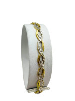 10K 2-Tone Gold Diamond Cut Bracelet - 6.5" - 2.3g