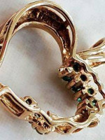Diamond & Emerald Open Heart 10K Gold Necklace Chain & Pendant