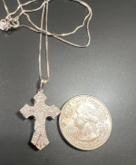 Sterling Silver & Diamond Cross Necklace