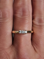 14k Gold Diamond Ring 3 Stone Past Present Future Ring