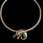 Sterling Silver 925 Italy Omega Choker & Diamond Panther Necklace