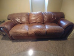 LEATHER SLEEPER SOFA, CHAIR AND OTTOMAN FOR SALE