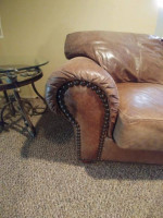 LEATHER SLEEPER SOFA, CHAIR AND OTTOMAN FOR SALE