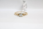 14K Two Tone Diamond Solitaire Engagement Ring (Size 7) .10 CTW