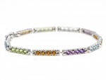 14K White Gold Rainbow Bar Link Bracelet