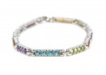 14K White Gold Rainbow Bar Link Bracelet