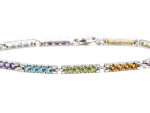 14K White Gold Rainbow Bar Link Bracelet