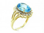 5.00ct Blue Topaz 10k Gold, Diamond Ring