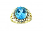 5.00ct Blue Topaz 10k Gold, Diamond Ring
