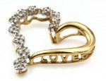 10K Gold LOVE Diamond Heart Pendant