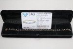18K Yellow Gold Oval Cut Natural Sapphire and Diamond Tennis Bracelet