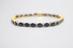 18K Yellow Gold Oval Cut Natural Sapphire and Diamond Tennis Bracelet