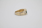 14K Two Tone Gold Ring with a Green Stone & Clear Stones (Size 10)