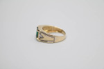 14K Two Tone Gold Ring with a Green Stone & Clear Stones (Size 10)