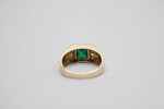 14K Two Tone Gold Ring with a Green Stone & Clear Stones (Size 10)