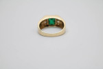 14K Two Tone Gold Ring with a Green Stone & Clear Stones (Size 10)