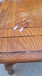Red white and pink earrings
