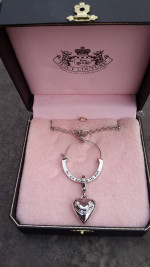 JUICY COUTURE Silver Necklace with Heart Charm New in Box Retired